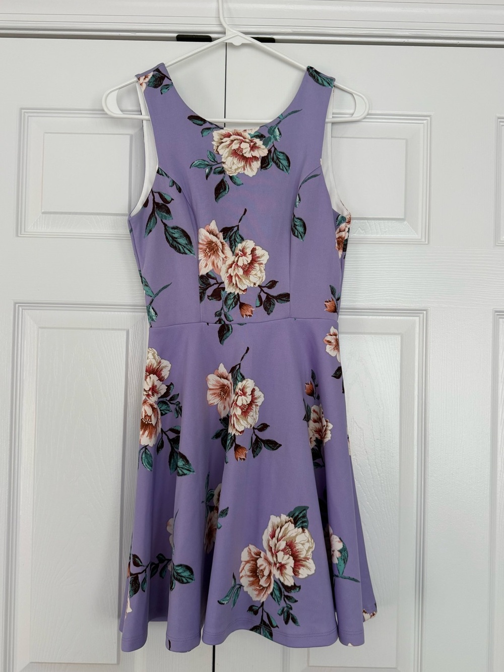 Francesca's Lavender/Orchid Floral Sleeveless Fit & Flare Dress